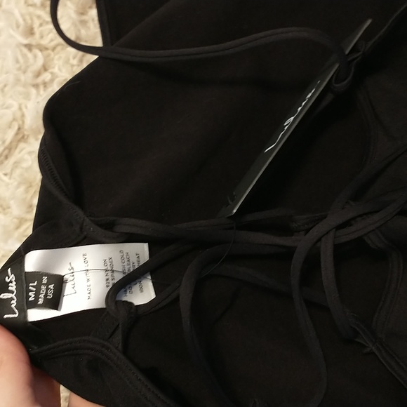 NWT Lulu's Intrigue Black Lace-Up Crop Top Size M/L - Picture 5 of 6